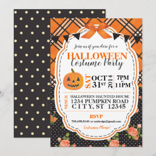 Halloween Kariert & floral Einladung