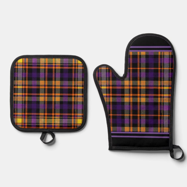 Halloween Kariert Oven Mitt & Pot Holder Set (Vorderseite)