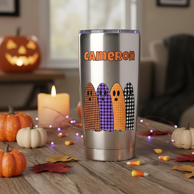 Halloween-Karogingham-Geister Thermobecher (Von Creator hochgeladen)
