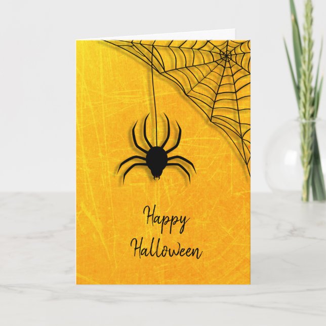 Halloween-Karte für Schwarze Spider und Web Happy Karte (Vorderseite)