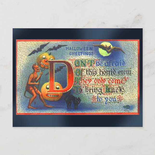 Halloween-Karte für Tiere und Fledermäuse Postkarte (Vorderseite)