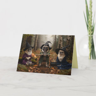Halloween-Karte mit Pug-Hexe Feiertagskarte