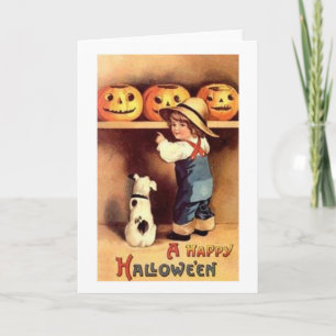 Halloween-Karte mit viktorianischem Bauernjungen u Karte