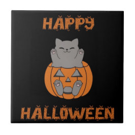 Halloween kat pompoen tegeltje fliese