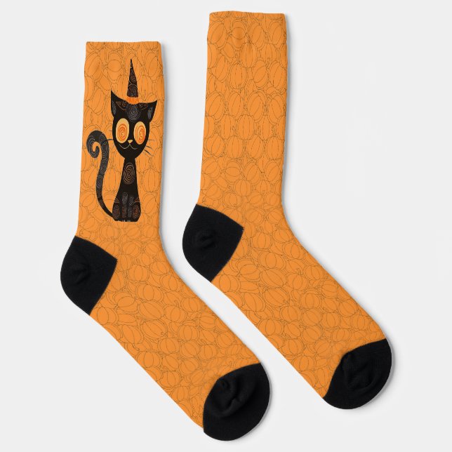 Halloween/Katz/Kürbis/Herbst Socken (Rechts)