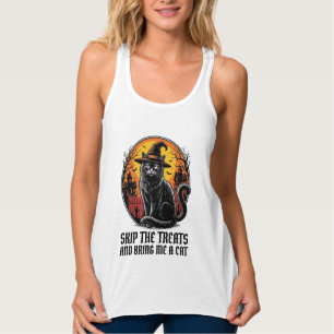 Halloween-Katz-Shirt Vintage-Gravur Gruselig Schwa Tank Top