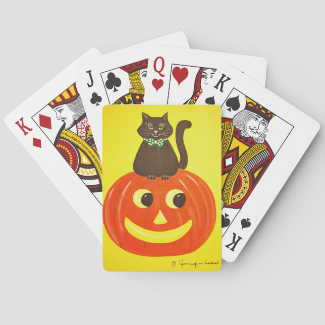 Halloween-Kätzchen Kitty Spielkarten (Rückseite)