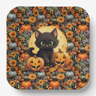 Halloween-Kätzchen Pappteller