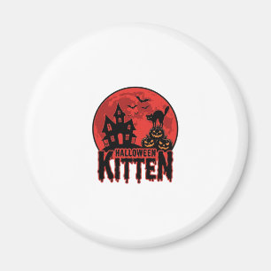 Halloween-Kätzchen Spukhaus Katze Grafik_1 Magnet
