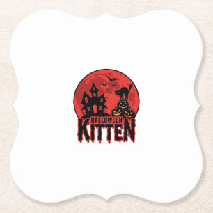 Halloween-Kätzchen Spukhaus Katze Grafik_1 Untersetzer