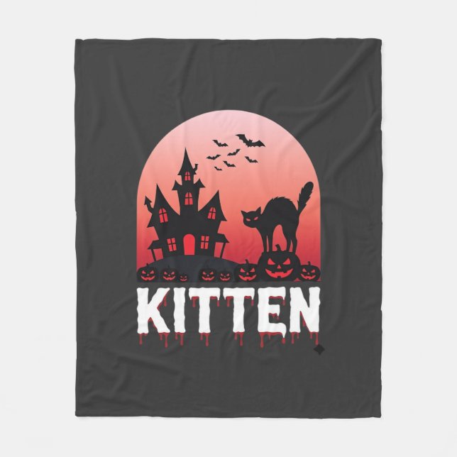 Halloween-Kätzchen Spukhaus Katzen Design_1 Fleecedecke (Vorderseite)