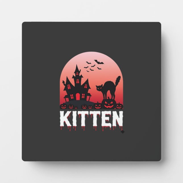 Halloween-Kätzchen Spukhaus Katzen Design_1 Fotoplatte (Vorderseite)