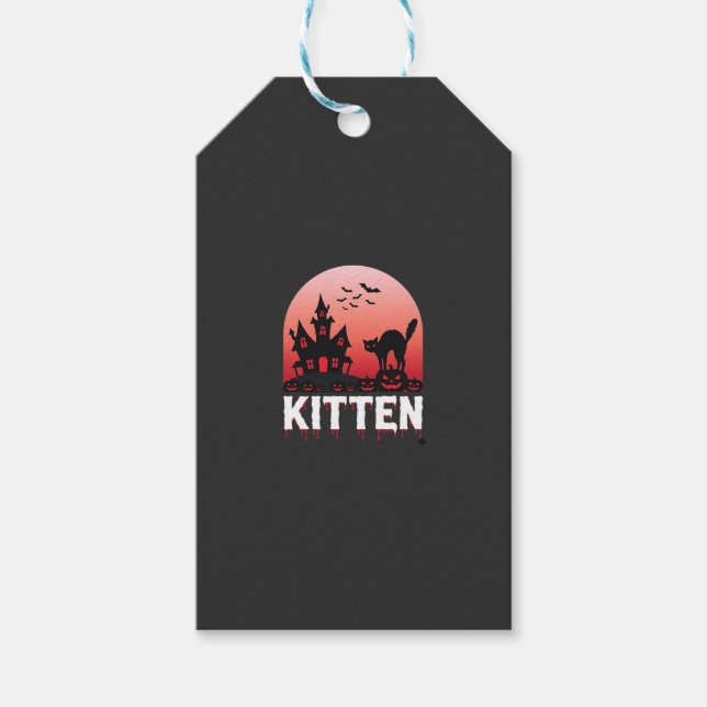 Halloween-Kätzchen Spukhaus Katzen Design_1 Geschenkanhänger (Vorderseite)