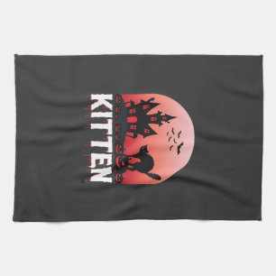 Halloween-Kätzchen Spukhaus Katzen-Design_1 Geschirrtuch