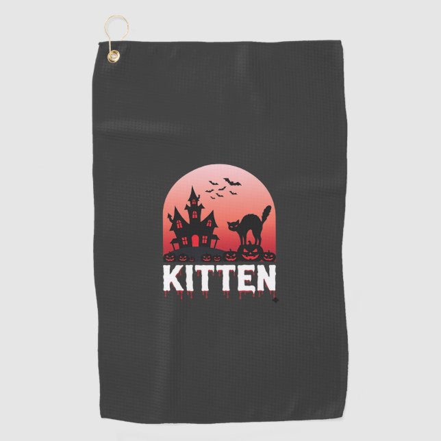 Halloween-Kätzchen Spukhaus Katzen Design_1 Golfhandtuch (Vorderseite)
