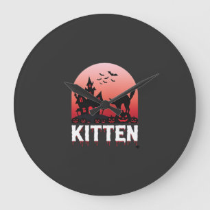 Halloween-Kätzchen Spukhaus Katzen Design_1 Große Wanduhr