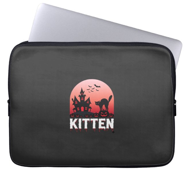 Halloween-Kätzchen Spukhaus Katzen Design_1 Laptopschutzhülle (Vorderseite)