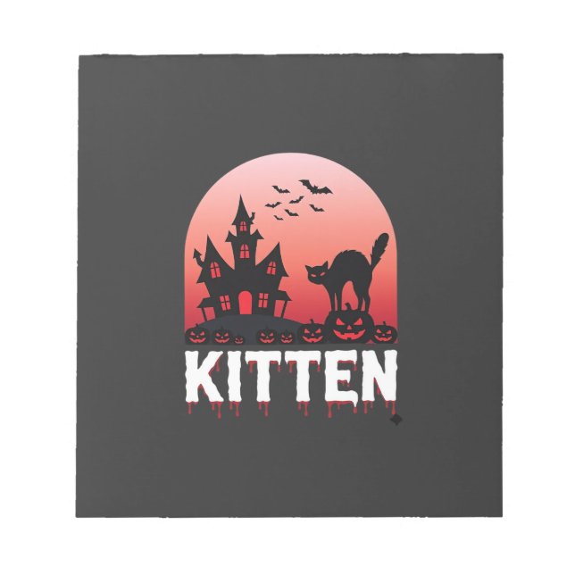 Halloween-Kätzchen Spukhaus Katzen Design_1 Notizblock (Vorderseite)