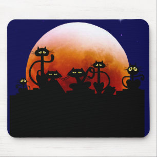 Halloween-Kätzchen und Halloween-Mond Mousepad