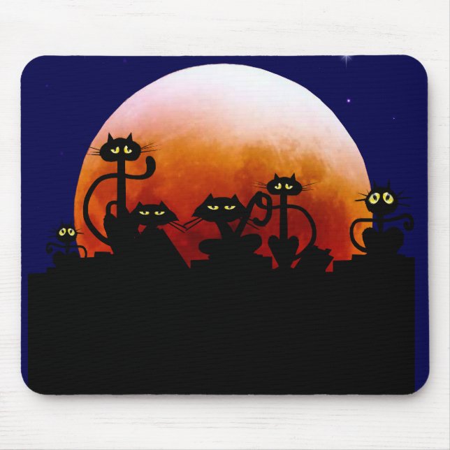 Halloween-Kätzchen und Halloween-Mond Mousepad (Vorne)