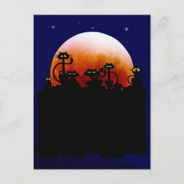 Halloween-Kätzchen und Halloween-Mondpostkarte Postkarte