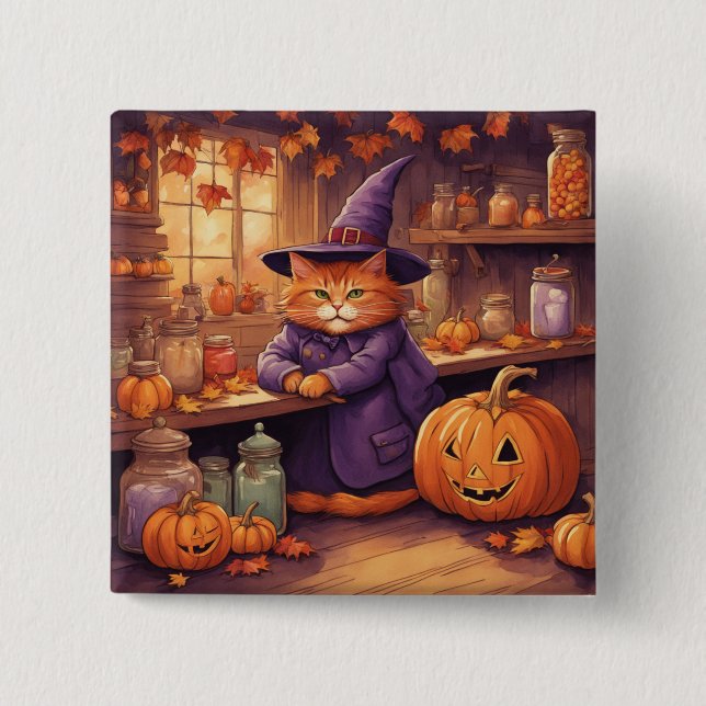 Halloween-Katze #1-Taste Button (Vorderseite)