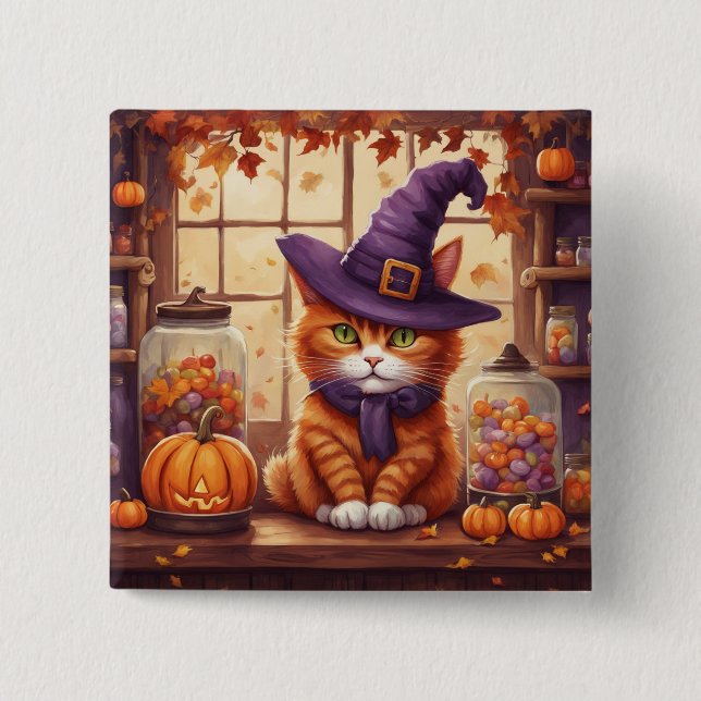 Halloween-Katze #4-Taste Button (Vorderseite)