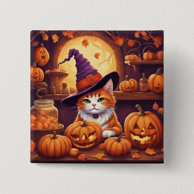 Halloween-Katze #7-Taste Button (Vorderseite)