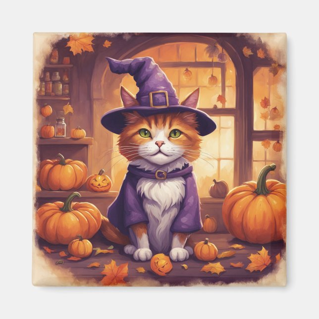 Halloween-Katze #8 Magnet (Vorne)