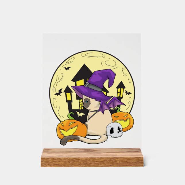 Halloween-Katze Acrylschild (Vorderseite)