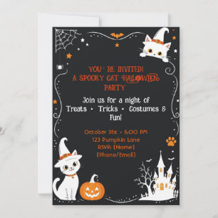 Halloween-Katze Einladungsrückseite Design Süße Einladung
