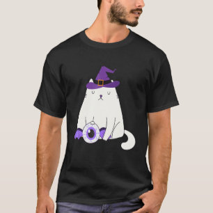 Halloween-Katze Felines Hexen-Monster-Auge mit Fle T-Shirt