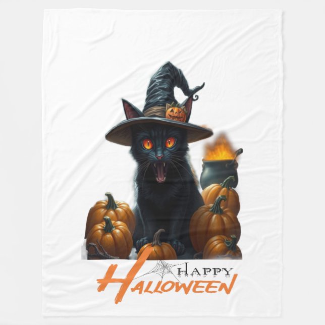 Halloween-Katze  Fleecedecke (Vorderseite)
