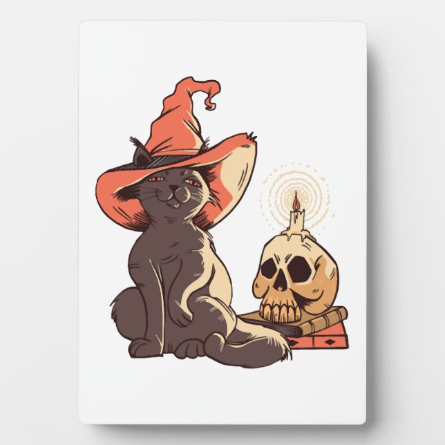 Halloween-Katze Fotoplatte (Vorderseite)