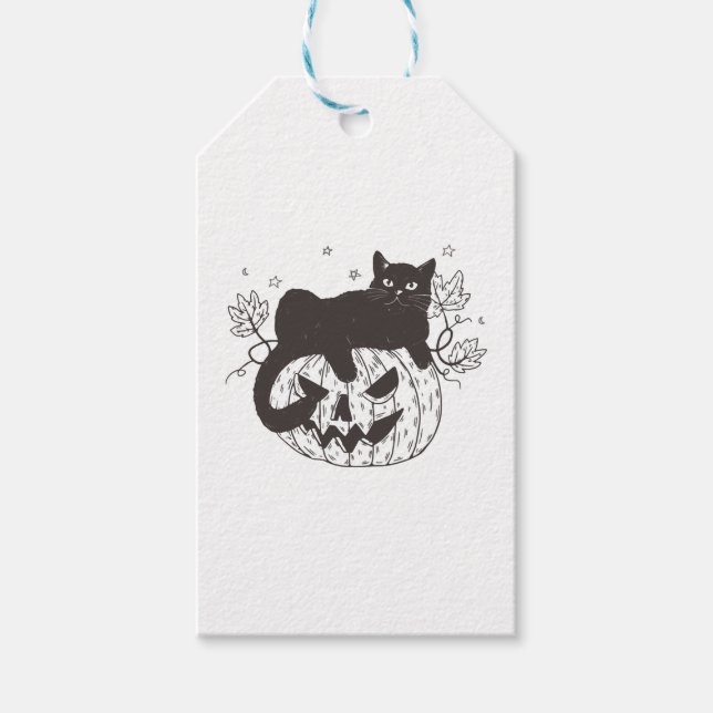 Halloween-Katze  Geschenkanhänger (Vorderseite)