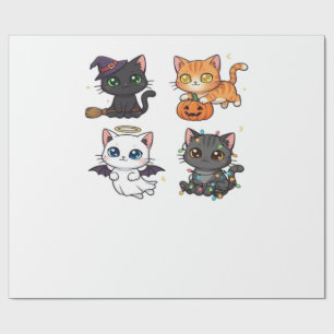 Halloween-Katze Gruselige und stilvolle Katzen-In Geschenkpapier