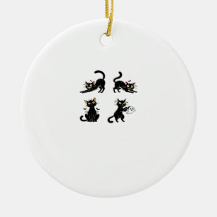Halloween-Katze  Gruselige und stilvolle Katzen-In Keramik Ornament