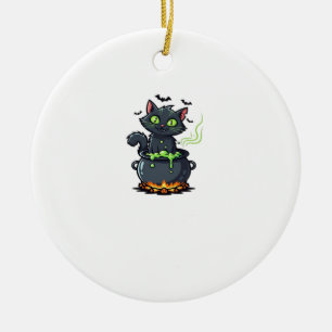 Halloween-Katze  Gruselige und stilvolle Katzen-In Keramik Ornament