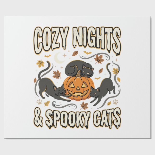 Halloween-Katze Herbstmagie Geschenkpapier (Flach)