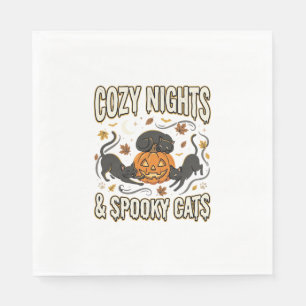 Halloween-Katze Herbstmagie Serviette