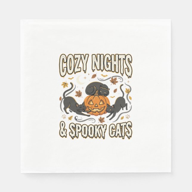 Halloween-Katze Herbstmagie Serviette (Vorderseite)