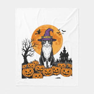 Halloween-Katze Hexe Kürbis Vintage Gruselig_1 Fleecedecke