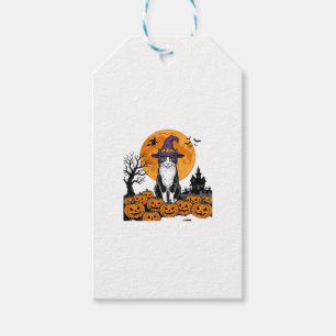Halloween-Katze Hexe Kürbis Vintage Gruselig_1 Geschenkanhänger