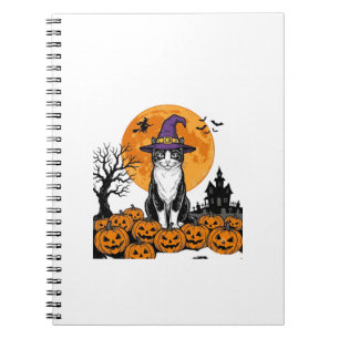 Halloween-Katze Hexe Kürbis Vintage Gruselig_1 Notizblock