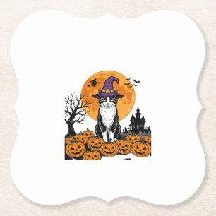 Halloween-Katze Hexe Kürbis Vintage Gruselig_1 Untersetzer