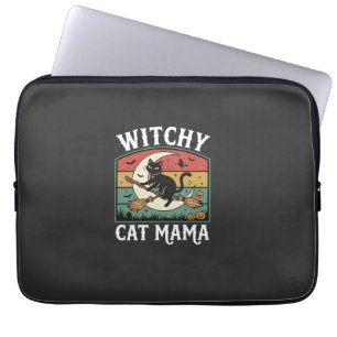 Halloween-Katze Hexen-Mama Laptopschutzhülle
