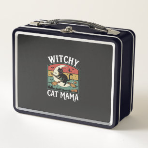 Halloween-Katze Hexen-Mama Metall Brotdose