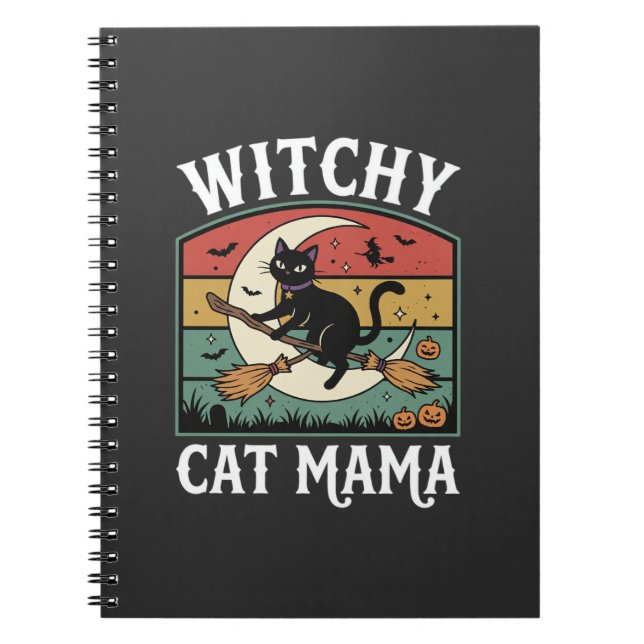 Halloween-Katze Hexen-Mama Notizblock (Vorderseite)