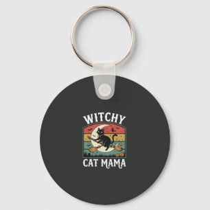 Halloween-Katze Hexen-Mama Schlüsselanhänger
