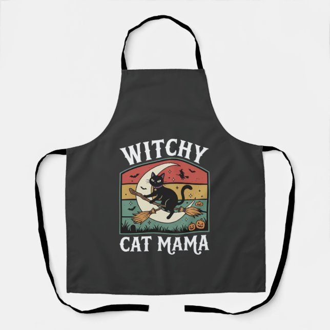 Halloween-Katze Hexen-Mama Schürze (Vorderseite)